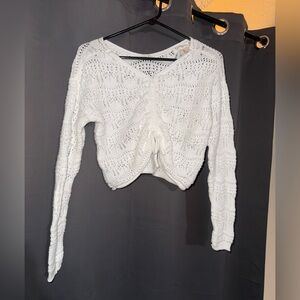 Jessica Simpson Cropped White Knit Sweater